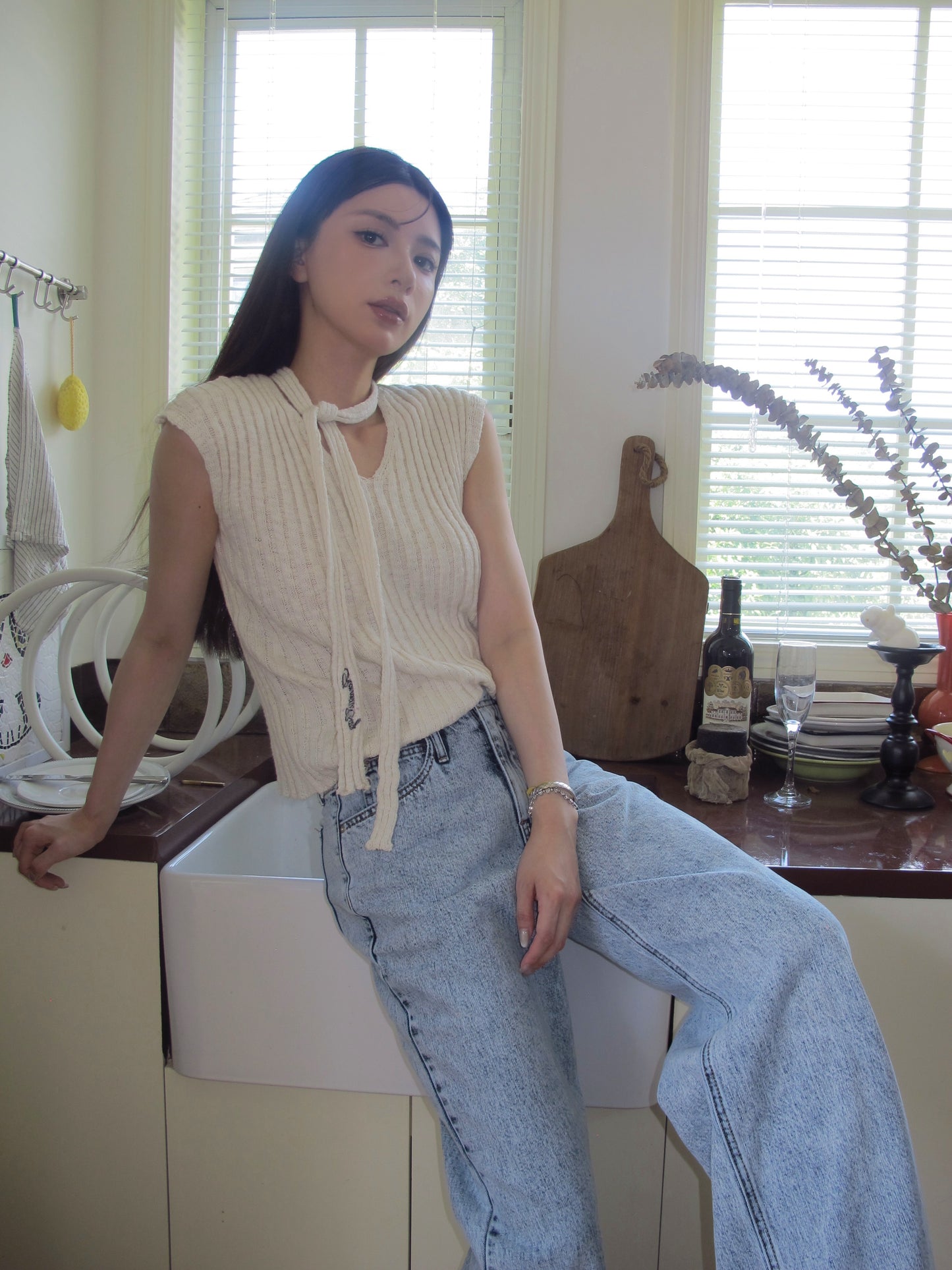 Chiffon knit top