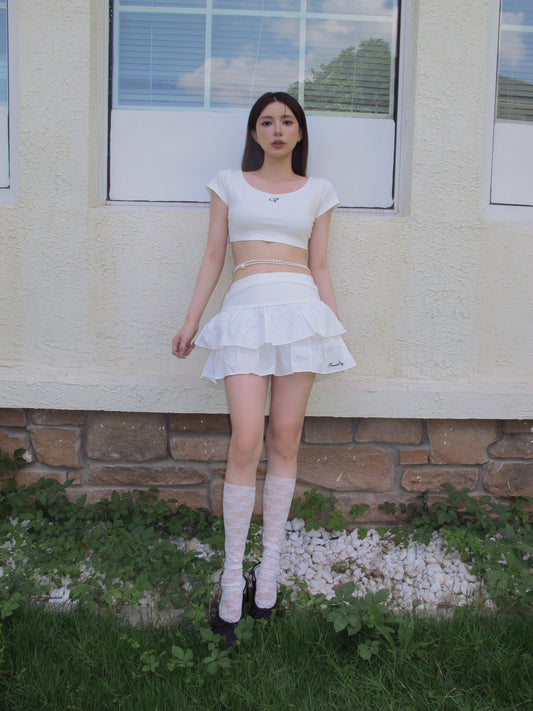 Milk tulle skirt