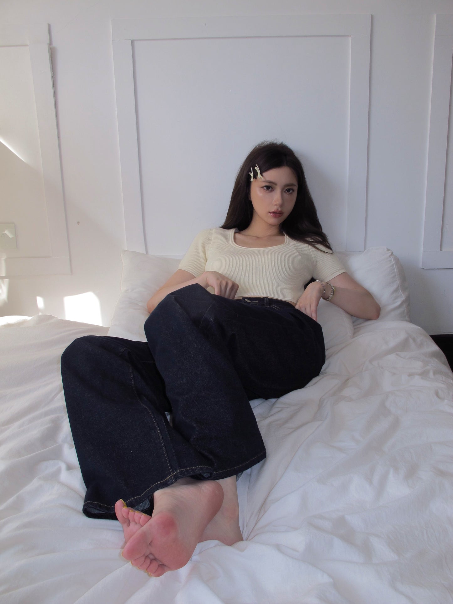 Cream knit top