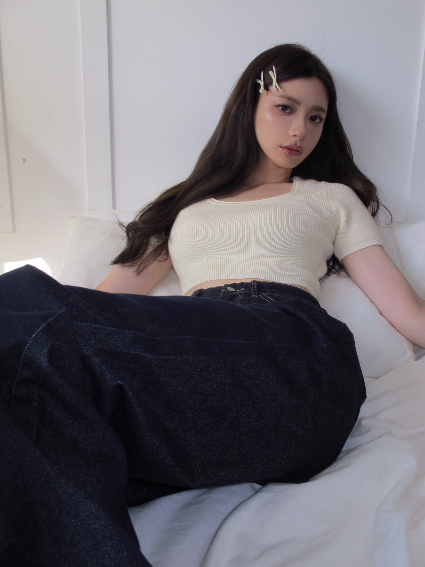 Cream knit top