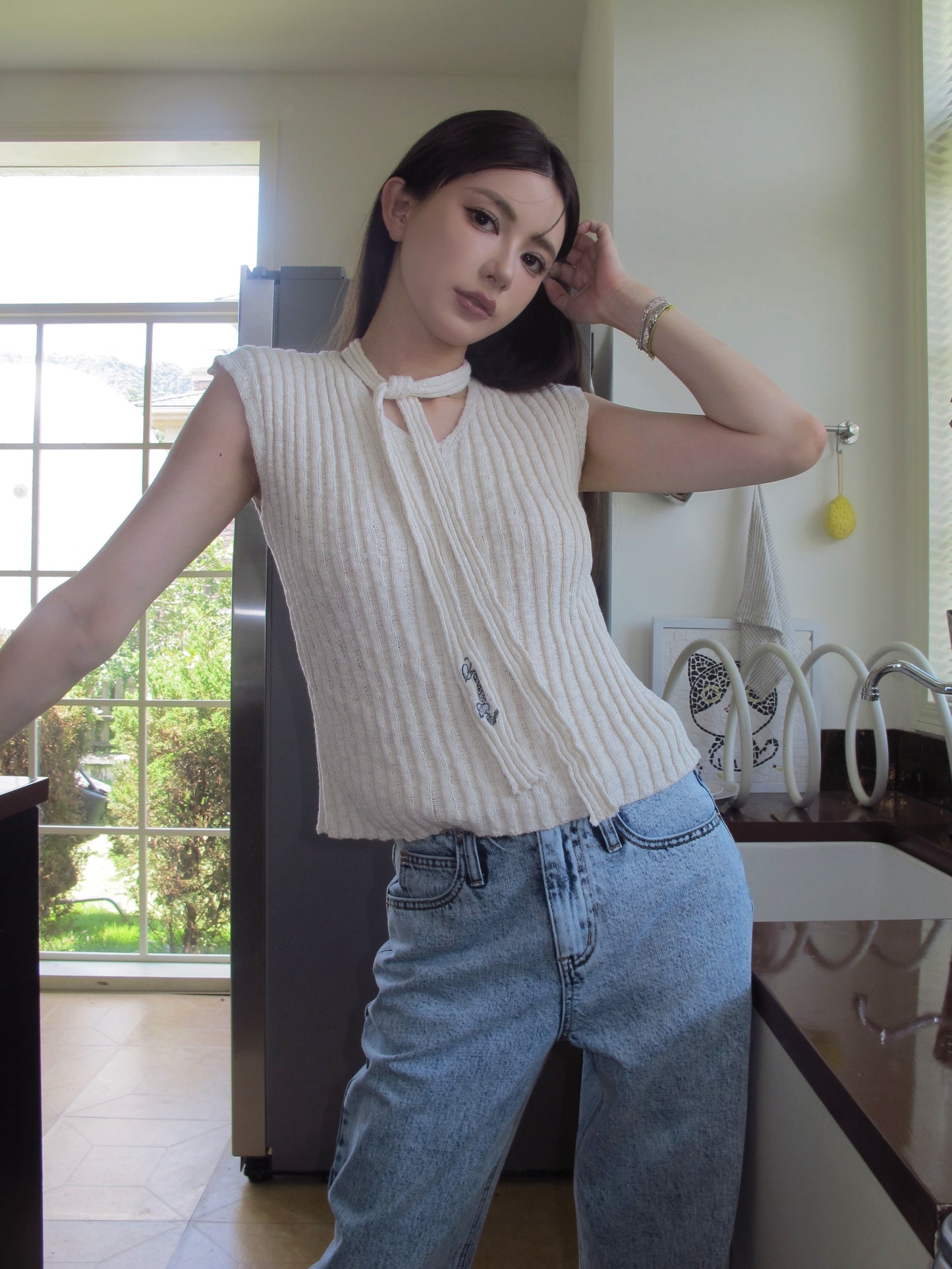 Chiffon knit top