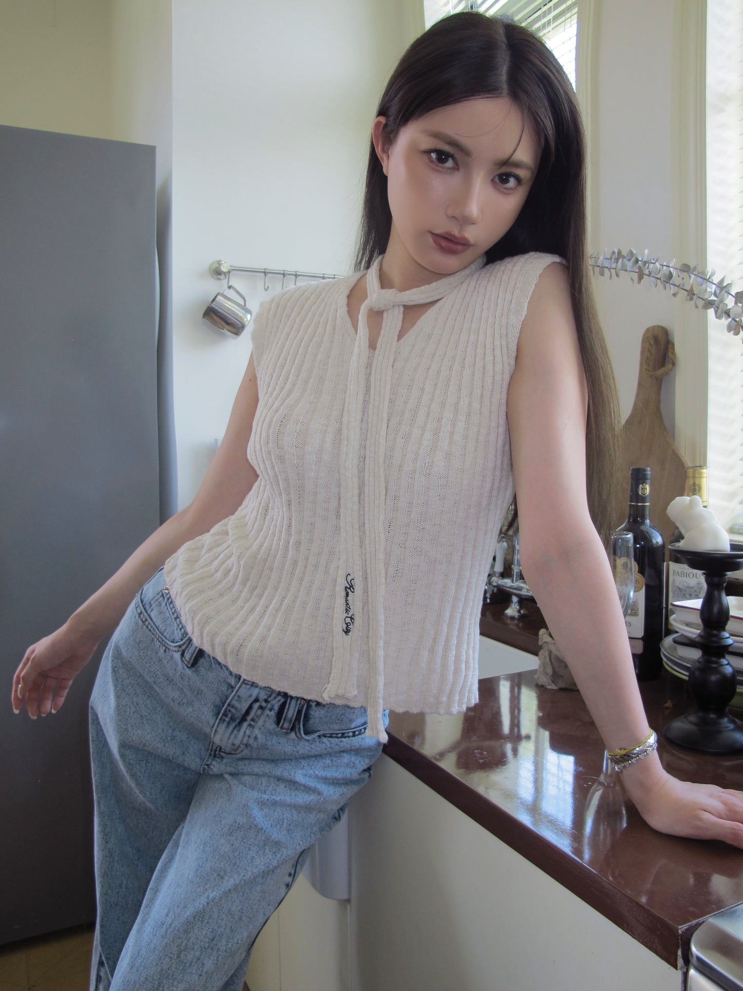 Chiffon knit top