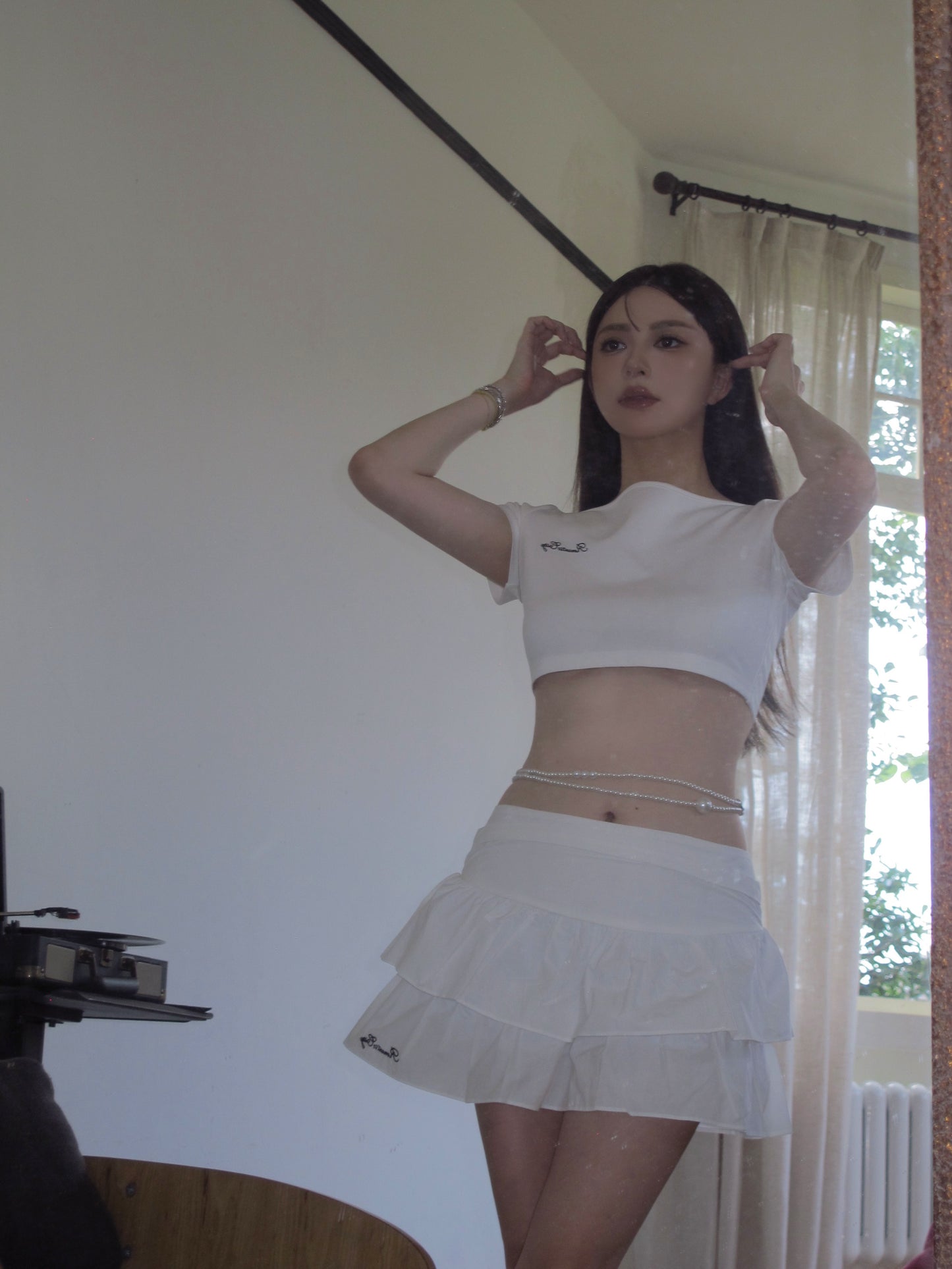 Milk tulle skirt