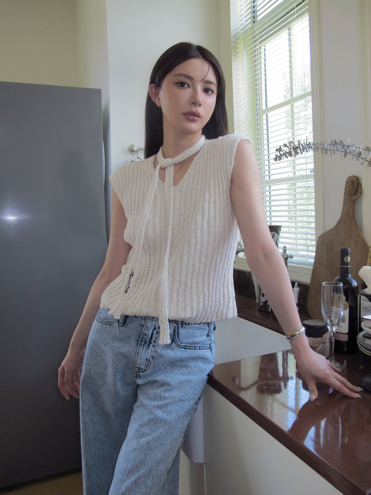 Chiffon knit top