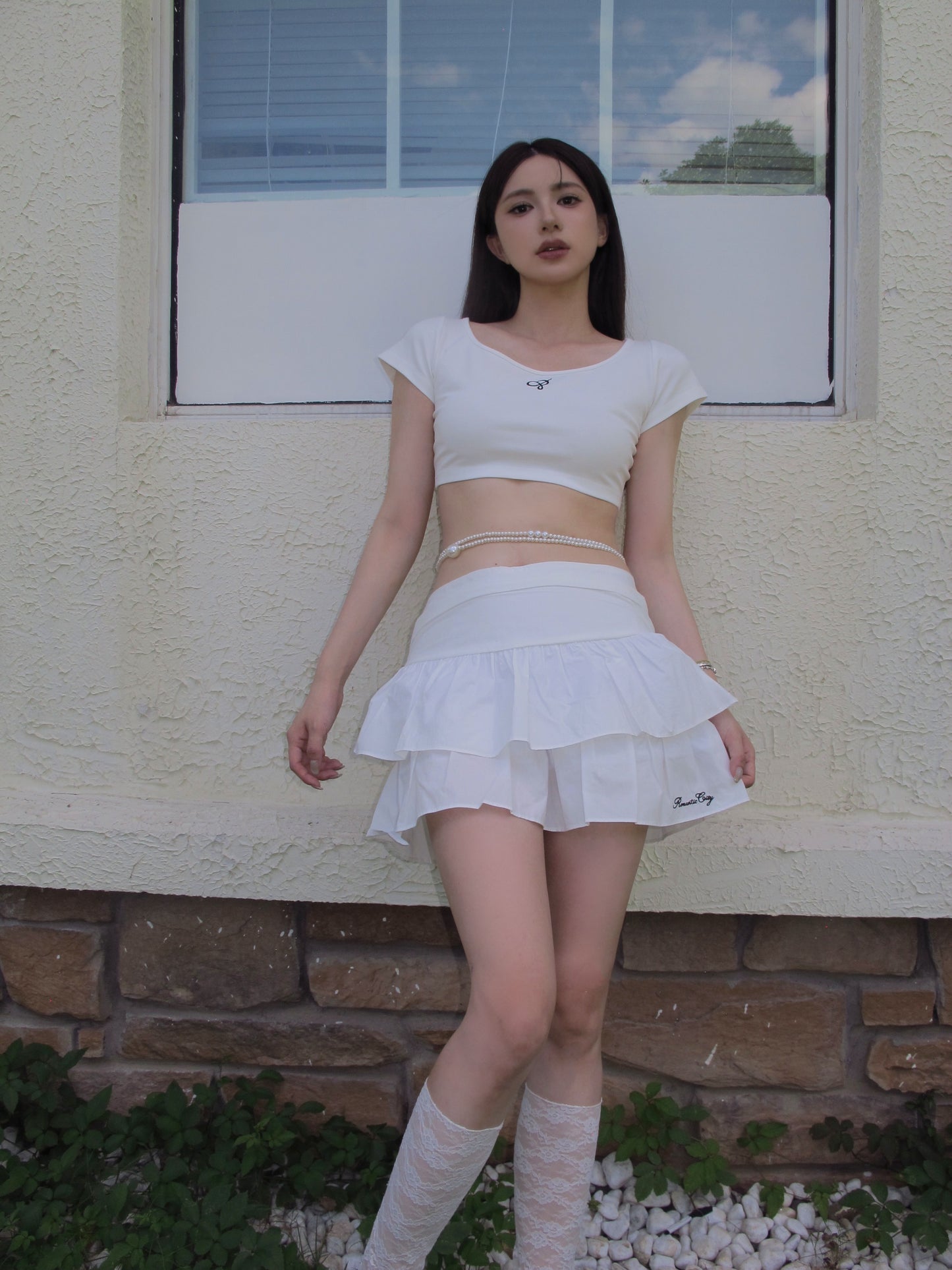 Milk tulle skirt