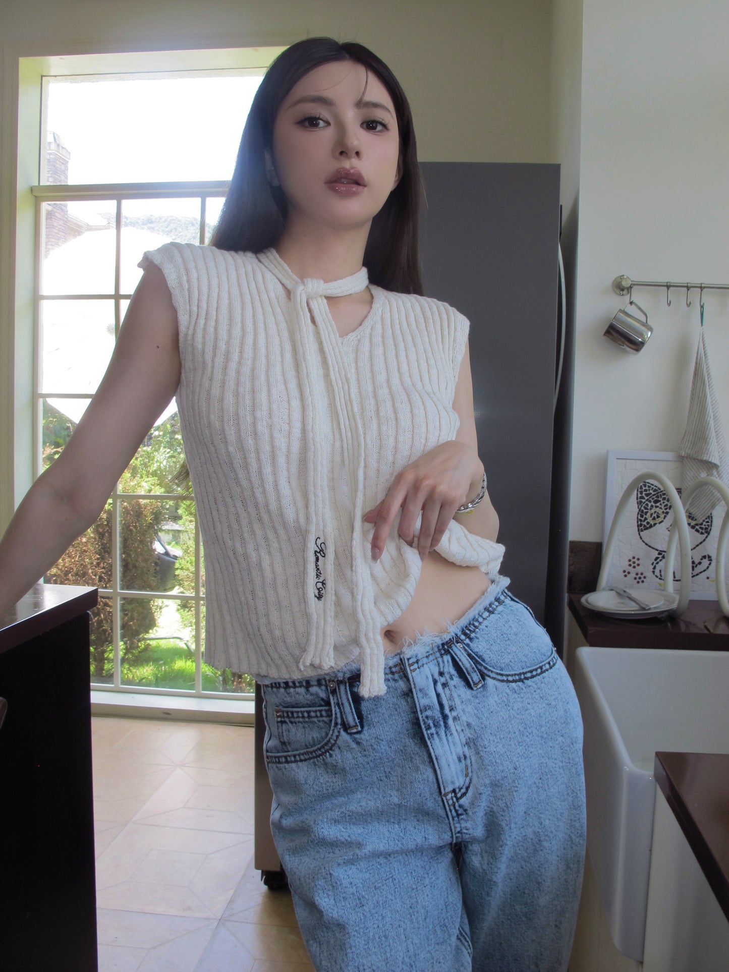 Chiffon knit top