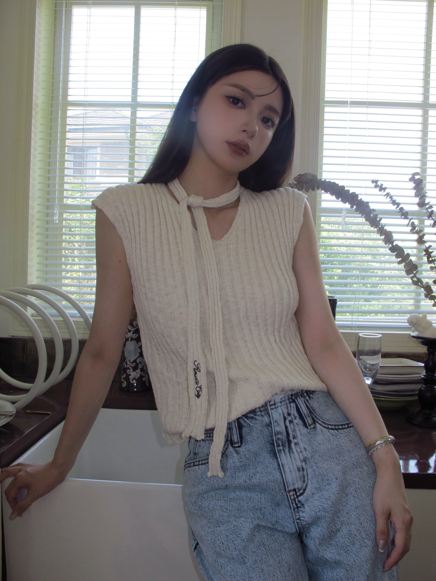 Chiffon knit top