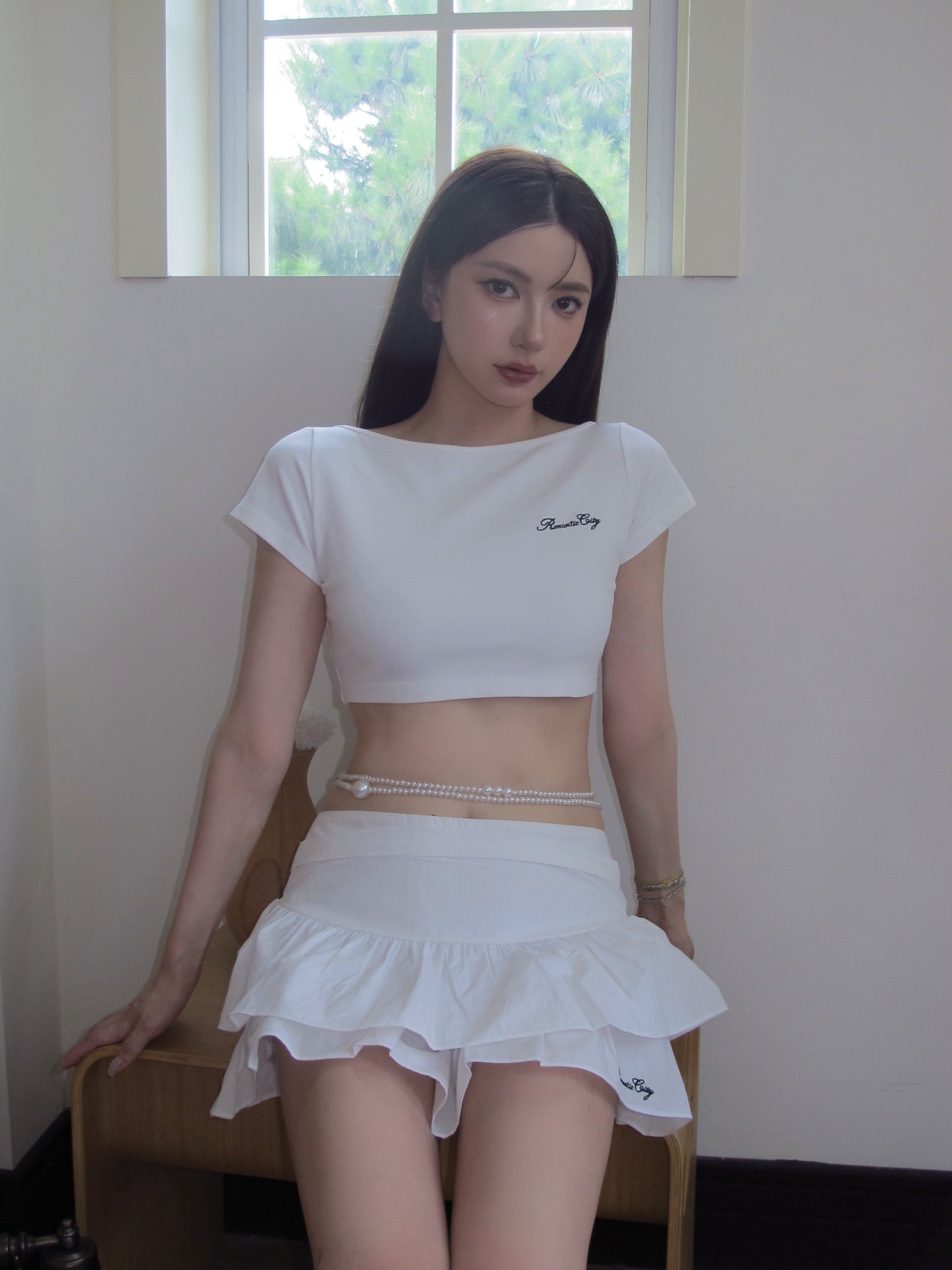 Milk tulle skirt