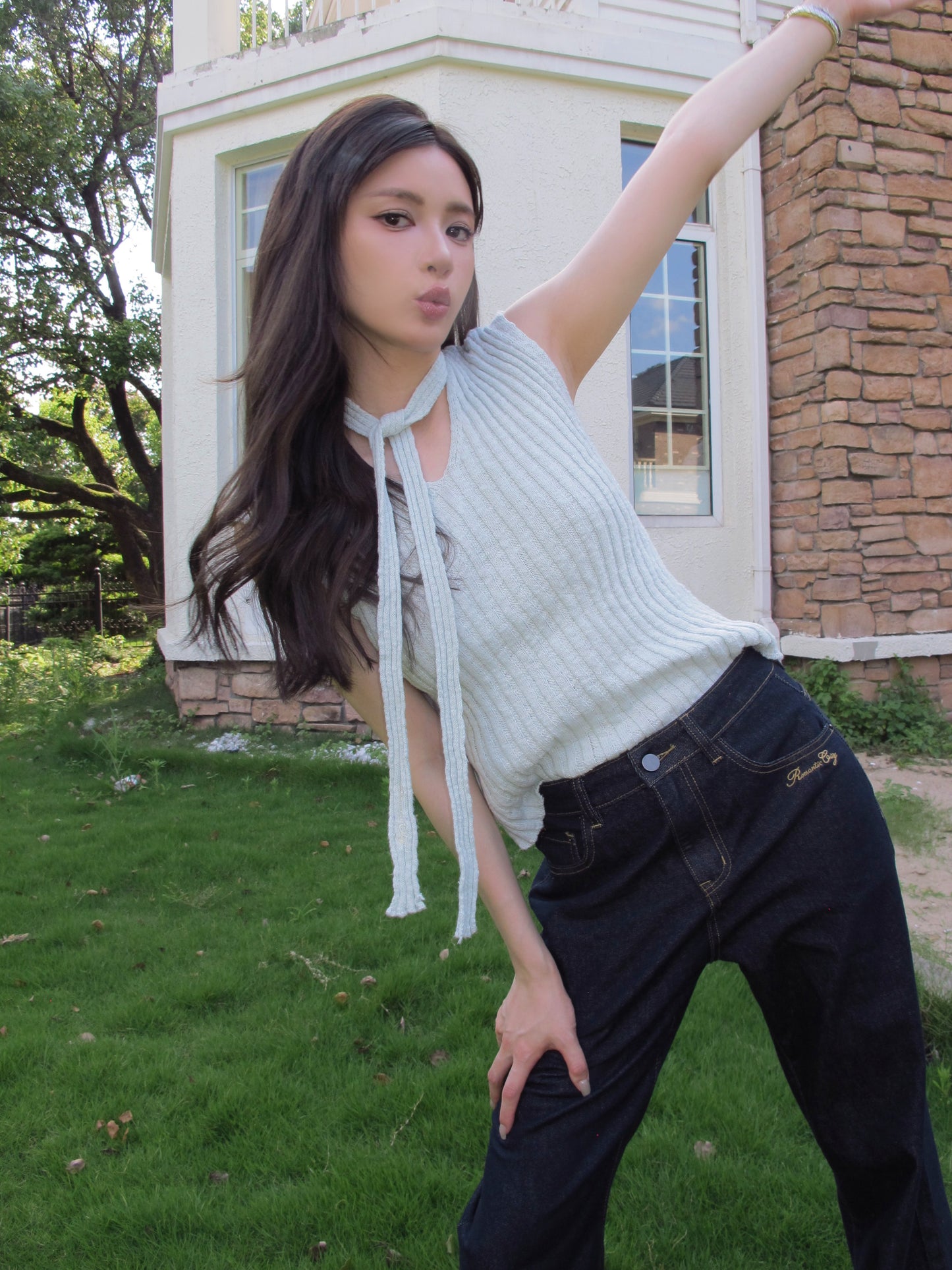 Chiffon knit top