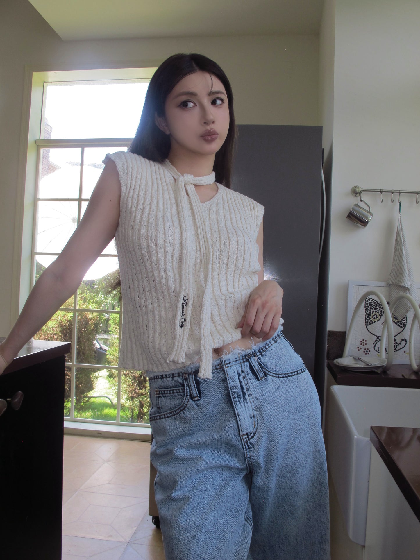 Chiffon knit top